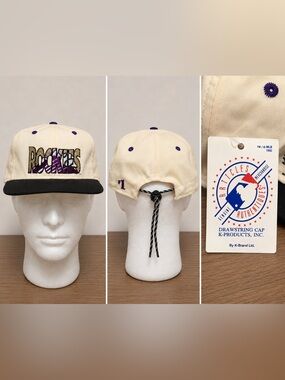 Vintage RARE Dead Stock K-Brand Colorado Rockies Drawstring Cap Preseason Merch